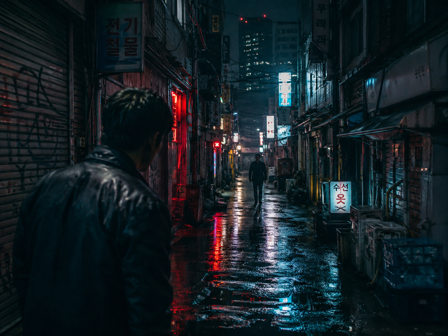 서울의 어둡고 비정한 뒷골목 풍경